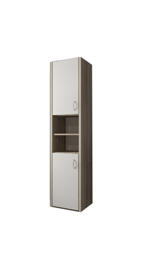 Słupek łazienkowy Adaś 2D Sonoma + Front Biały 30 cm